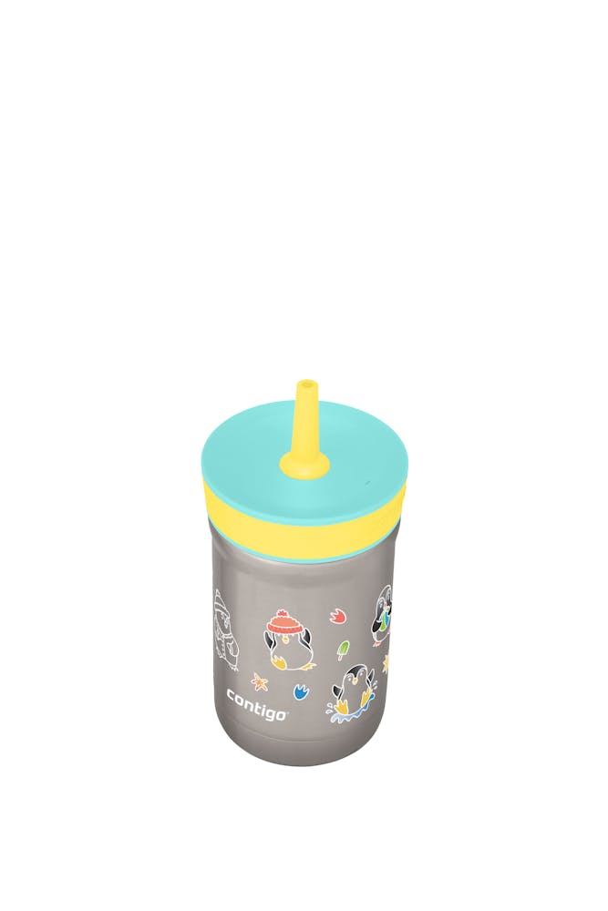 Contigo® Kids Leighton Spill-Proof Stainless Steel Tumbler with Straw, 12oz. - Jade Vine Penguin Plunge