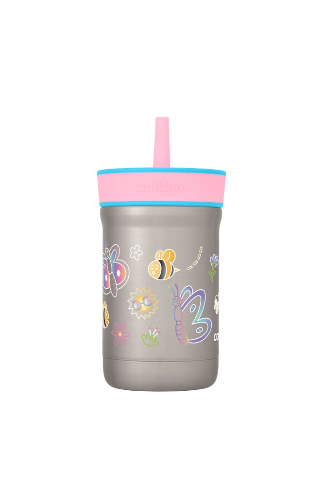 Contigo® Kids Leighton Spill-Proof Stainless Steel Tumbler with Straw, 12oz. - Blue Raspberry Butterflies