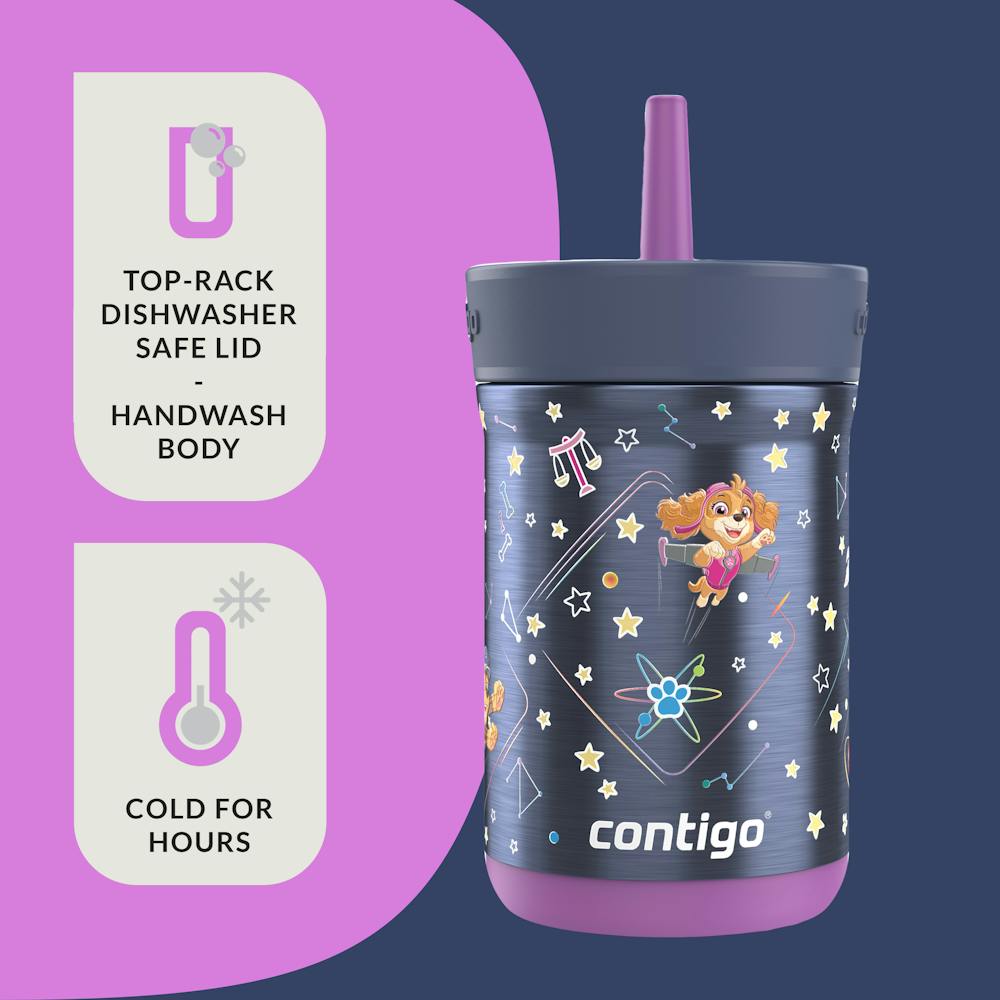 Contigo® Kids Leighton Spill-Proof Stainless Steel Tumbler with Straw, 12oz. - Deep Purple Space Zodiac